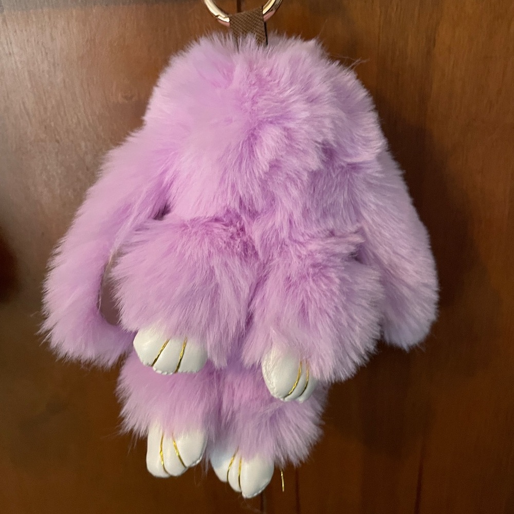 Fluffy Purple Bunny Keychain